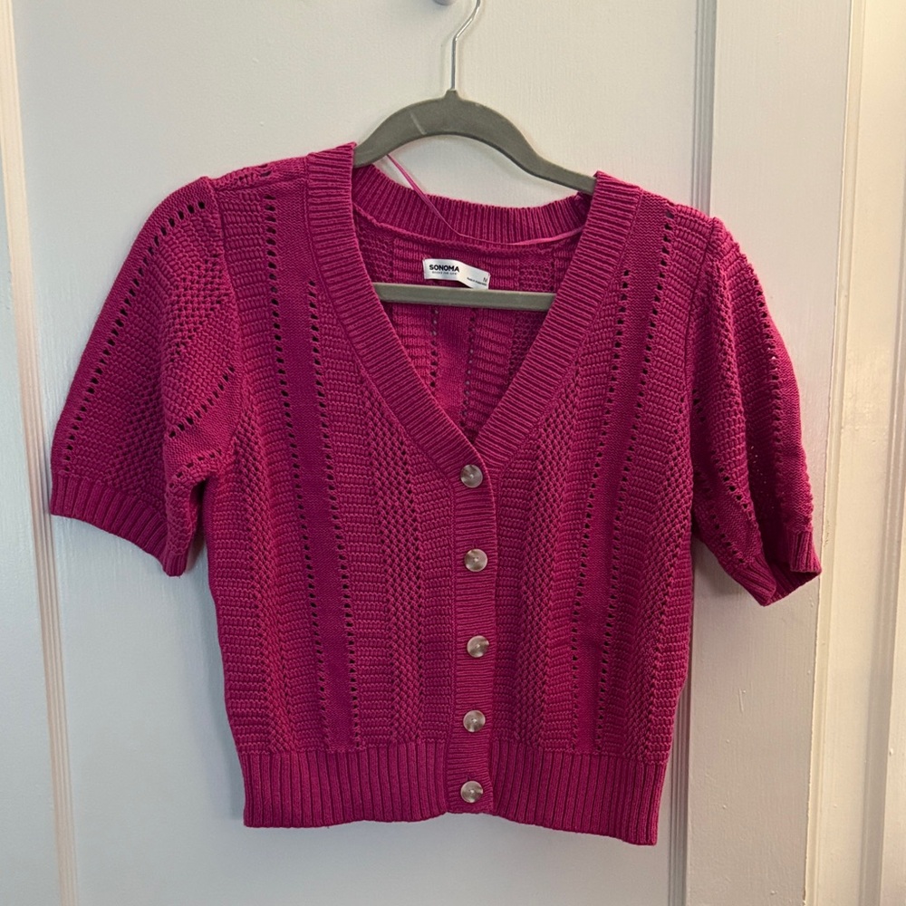 Sonoma Fuchsia Button-Up Cardigan